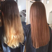 Before and After of a Woman Having Her Hair Coloured