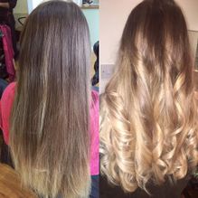 Before and After of a Woman Having Her Hair Curled